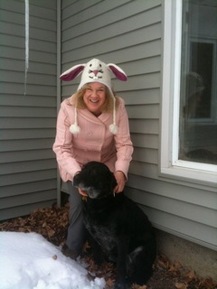 Nancy Furstinger with rescued lab mix, Maggie